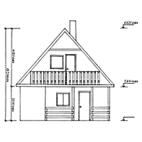 Podkrovní chata Laura - čelní řez