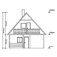 Podkrovní chata Markéta - čelní řez